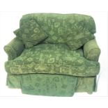 COMBINATION SINGLE SOFA BED with a loose bottle green fitted cover and two loose cushions