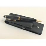 MONTBLANC MEISTERSTUCK CLASSIQUE BALLPOINT PEN with a black resin and gold plated body in a black
