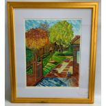 ED O'FARRELL The Garden, print, signed and numbered 6/195, framed, 58.5cm x 46.5cm