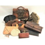 SELECTION OF LADIES BAGS AND PURSES including a crocodile skin handbag and matching evening bag; a