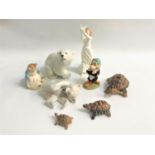 SELECTION OF DECORATIVE CERAMICS including a Royal Copenhagen reclining Polar bear, three