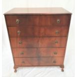 BEITHCRAFT MAHOGANY CHEST OF DRAWERS with a moulded top above five long drawers, standing on stout