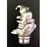 NOVELTY FIGURAL SILVER VESTA CASE in the form of Mr. Punch, with relief embossed body and hinged