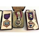 THREE MASONIC MEDALS relating to the Royal Cumberland Lodge No.41 including a silver gilt and enamel