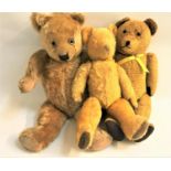 THREE VINTAGE TEDDY BEARS all in golden brown with swivel heads and jointed limbs, two growlers (