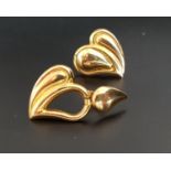 PAIR OF UNOAERRE NINE CARAT GOLD HEART SHAPED EARRINGS with one hinged section allowing the earrings