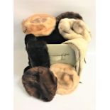 SELECTION OF VINTAGE FUR ACCESSORIES including a large muff; six hats including examples by Jaeger