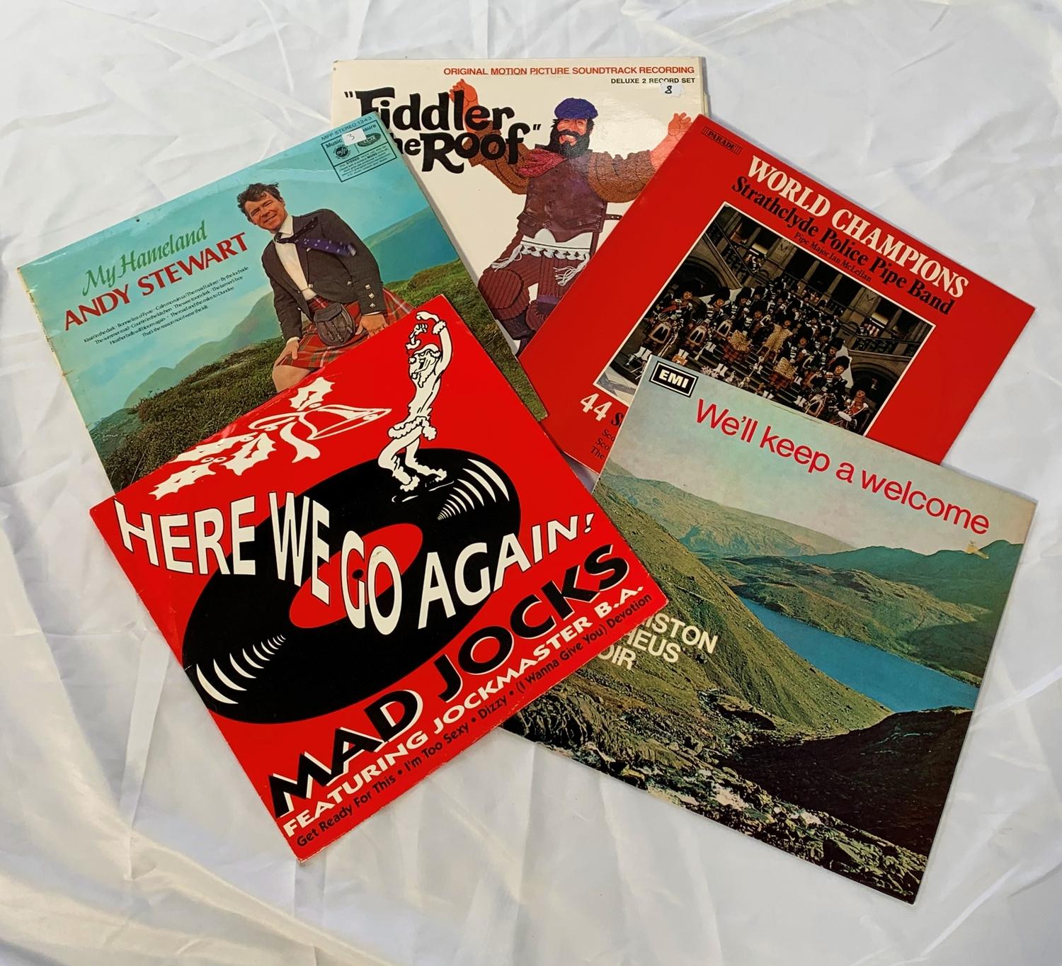 LARGE SELECTION OF ASSORTED VINYL LP RECORDS including rock, Scottish and musical albums from Mad