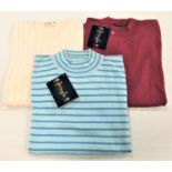 THREE LADIES PRINGLE OF SCOTLAND KNITTED SHORT SLEEVED TOPS comprising a new an unused cotton