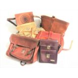 SELECTION OF LEATHER BAGS AND SATCHELS including a child's satchel, a gentleman's travel wallet, and