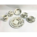 MYOTT IRONSTONE DINNER SERVICE comprising dinner and side plates, soup bowls, tea cups and