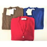 THREE HODGSON OF SCOTLAND LAMBSWOOL 'ALVA' CARDIGANS all button down V-neck cardigans with pockets