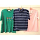 THREE PRINGLE T-SHIRTS comprising a green Pringle Sports T-shirt embroidered with three female