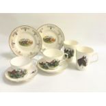 SELECTION OF HUNTING THEMED CUPS AND SAUCERS including four large tea cups and saucers by Duchess,