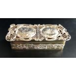 ART NOUVEAU SILVER GILT TRINKET BOX the hinged cover with two circular panels decorated with cherubs
