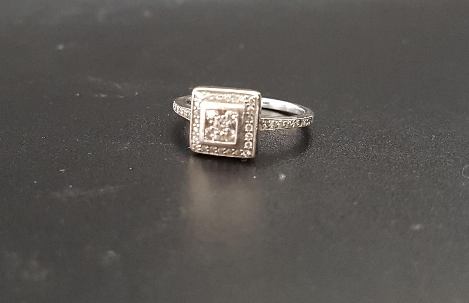 DIAMOND CLUSTER RING in eighteen carat white gold with square setting, the diamonds totalling - Image 2 of 2