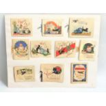 SELECTION OF TEN VINTAGE CHRISTMAS CARDS of various designs, mounted on card