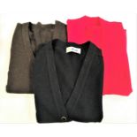 PRINGLE OF SCOTLAND LAMSWOOL CREW NECK CARDIGAN in black with gold buttons and pockets (38ins/