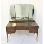 PORT EGLINTON FOR ANDREW THOMSON & SONS WALNUT DRESSING TABLE with a triple mirror back above a