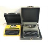 CASED VINTAGE REMINGTON RAND PORTABLE TYPEWRITER together with a Silver Reed Silverette cased