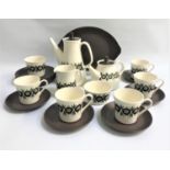 RETRO FIGGJO FLINT NORWEGIAN ROLF PATTERN TEA/COFFEE SET with stylised motif decoration on a cream