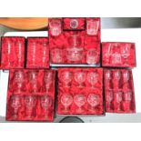 SELECTION OF BOXED STAFFORDSHIRE CRYSTAL GLASSWARE all with etched decoration, comprising four