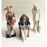 TWO ROYAL DOULTON FIGURINES The Jester HN2016, 25cm high and Taking Things Easy HN2677, 17.5cm high;