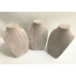 SELECTION OF TEN SUEDE EFFECT NECKLACE STANDS in grey (10)