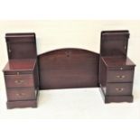 JOHN E. COYLE TEAK BEDROOM SUITE comprising a shaped double headboard with illuminated side