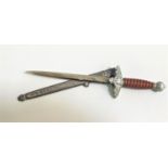 GERMAN ARMY OFFICERS WWII DAGGER LETTER OPENER with a stiletto 14cm blade marked 'Friedrich