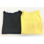 TWO CASHMERE ROLL NECK JUMPERS in lemon yellow and black, no labels but with Pringle protective bags