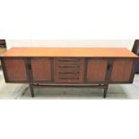 G PLAN TEAK SIDEBOARD with a moulded top above four central drawers flanked by two pairs of panelled