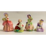 FOUR ROYAL DOULTON FIGURINES comprising Cissie HN1809, 13cm high; Babie HN1679, 12cm high; Home