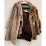 LADY'S MINK JACKET with the lining embroided ADW, a mink stole with ADW embroided to the lining