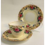 AYNSLEY TEA SERVICE the white and pale yellow ground decorated with roses and other flowers with