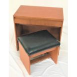 RETRO TEAK DRESSING TABLE with a plain top above a flush frieze stepped drawer with shaped undertier