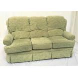 THREE SEAT SOFA with loose back and seat cushions and scroll arms, together with a two seat sofa and