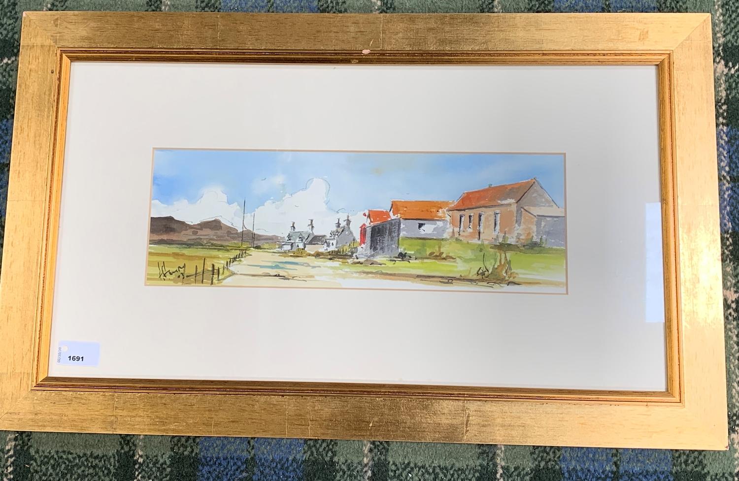 AMANDA HORTON Achiltibuie Ross shire, watercolour, signed and signed and dated 2003 to verso, 12.5cm