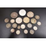 SELECTION OF WORLD SILVER COINS with silver contents ranging from 500 to 925, including a Proof