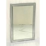 POLISHED STEEL WALL MIRROR with a rectangular plain plate, 64cm high