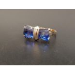 UNUSUAL ART DECO SAPPHIRE SET RING of bow design, on unmarked gold shank, ring size Q-R