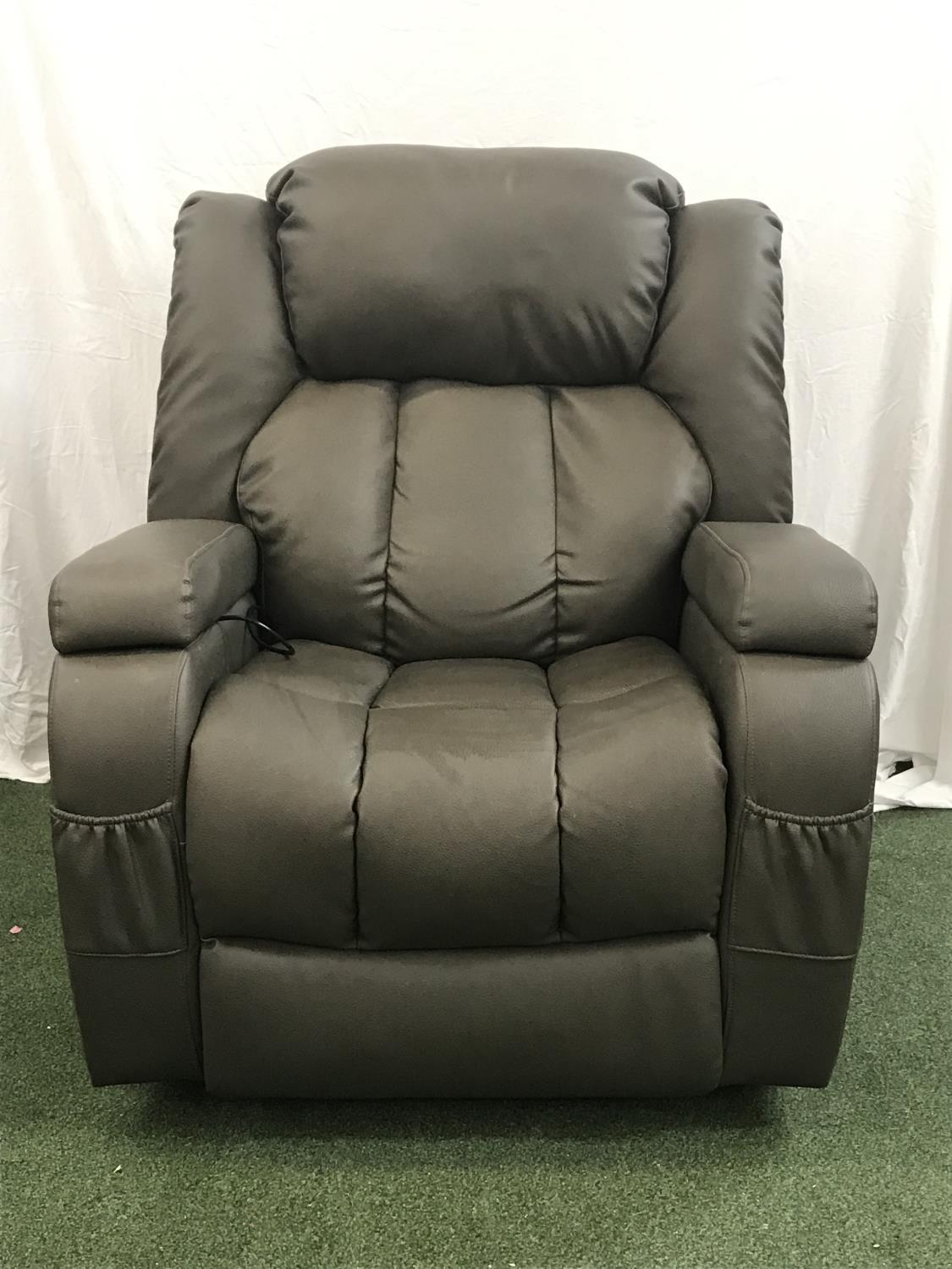 LEATHER RECLINING ARMCHAIR with power heat and massage function, the lift up arm rests with