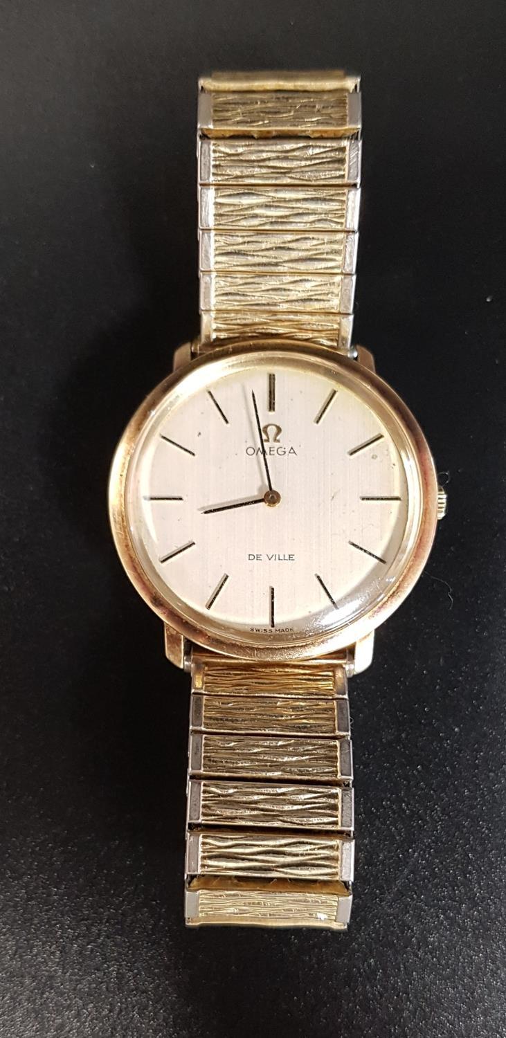 GENTLEMEN'S 1970s OMEGA DE VILLE NINE CARAT GOLD CASED WRISTWATCH the champagne dial with baton five - Image 8 of 8