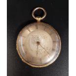 GOLD CASED POCKET WATCH of slim design, testing as high carat gold, the silvered dial with