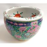 EARLY 20TH CENTURY CHINESE PORCELAIN FISH BOWL decorated in the Famile Rose design, the interior