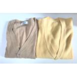PRINGLE OF SCOTLAND LAMSWOOL V-NECK CARDIGAN in fawn (36ins/92cms), with label and protective bag;