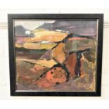 SHEILA MACMILLAN DA PAI (SCOTTISH 1928-2018) Fields from Ganlin, oil on card, label and inscribed to