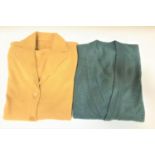TWO CASHMERE CARDIGANS one in green with V-neck and the other in yellow with collared neck, both
