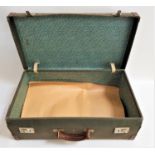 VINTAGE CANVAS SUITCASE with reinforced corners and leather handle, 61.5cm wide