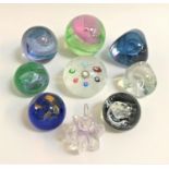 NINE CAITHNESS GLASS PAPERWIGHTS including Calypso, Zodiac, Jubille Pebble, Pixie, Moon Crystal,